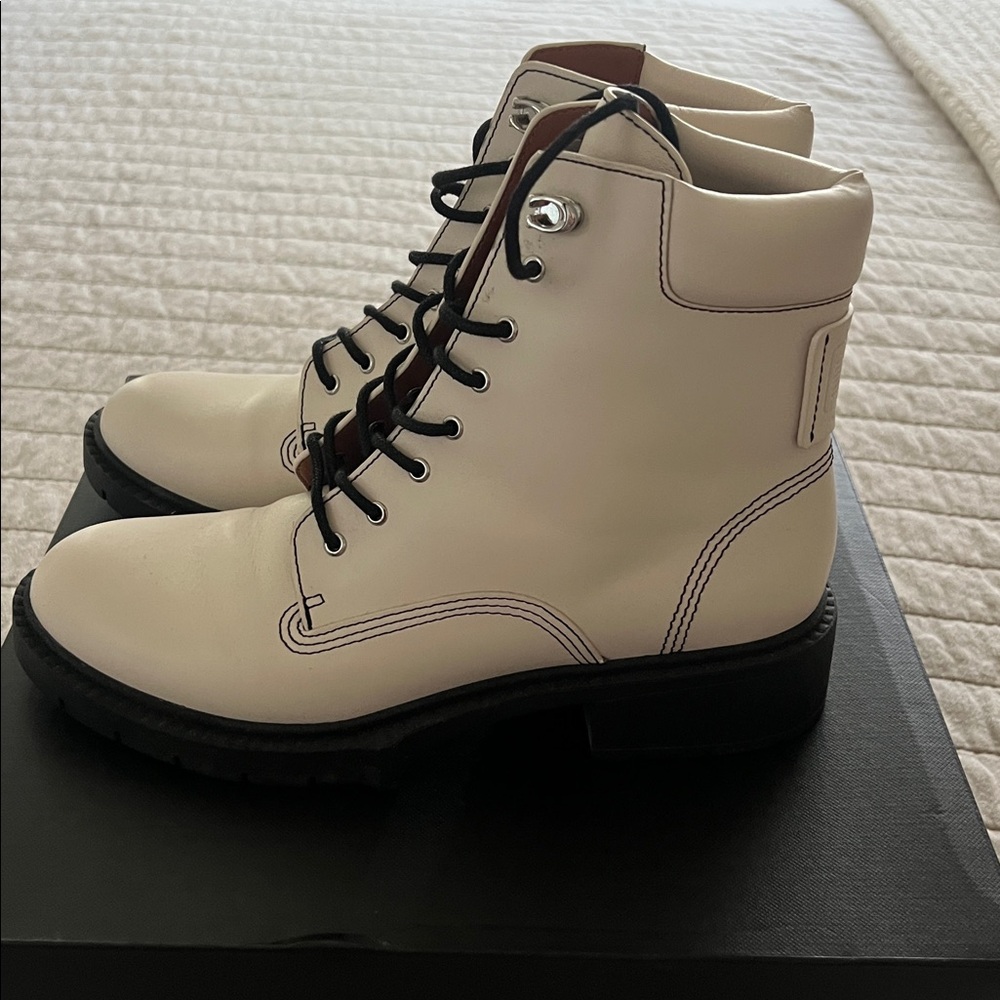 Coach Cream and Black Combat Boots - Picture 2 of 5